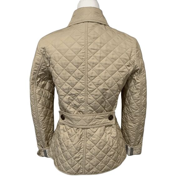 Burberry Brit Women’s Small Beige Quilted Jacket Nova Check Cuffs Classic Coat - Picture 4 of 13
